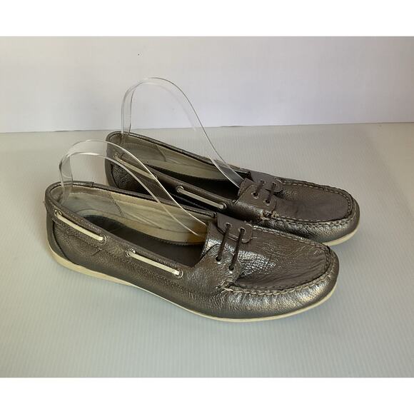 Sperry Top-Sider Metallic Bronze Leather Loafers Women’s 9.5M Boat Shoes Comfort - Picture 1 of 13